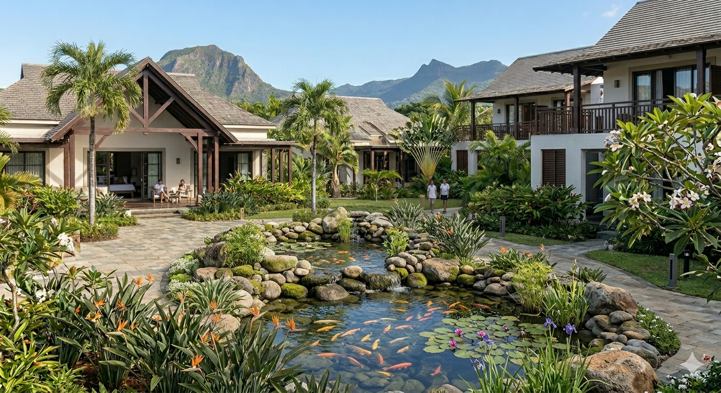 Koi pond biological filtration installation Mauritius