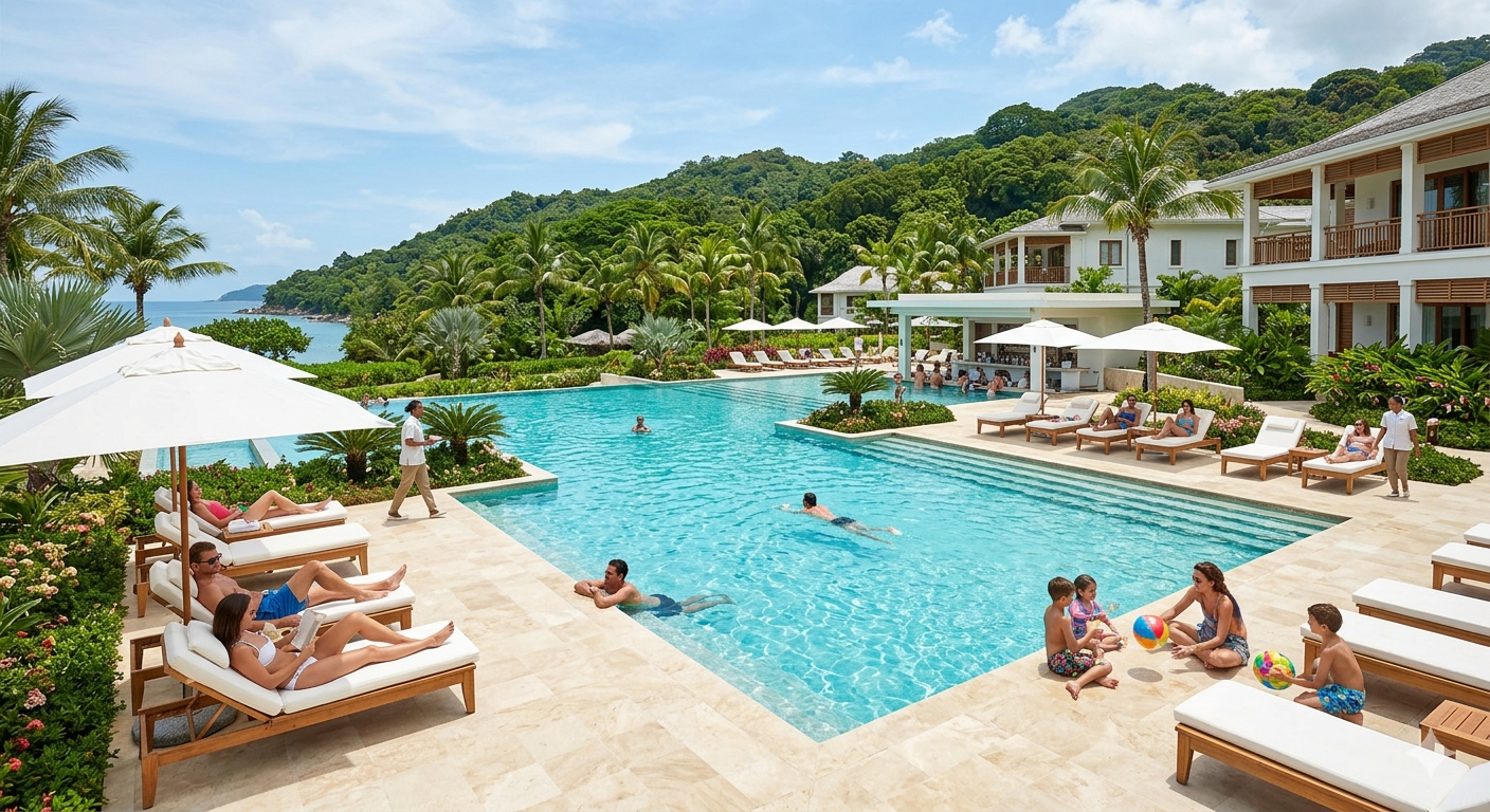 Hotel resort swimming pool construction Mauritius